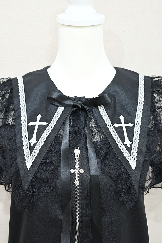 MA*RS】アーム付きクロス刺繍ブラウス - ブラック size-F | 地雷系