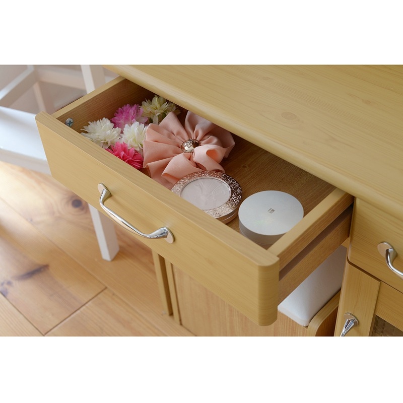 ドレッサー 三面鏡 スツールセット 化粧台 引出し 収納 コンセント付き