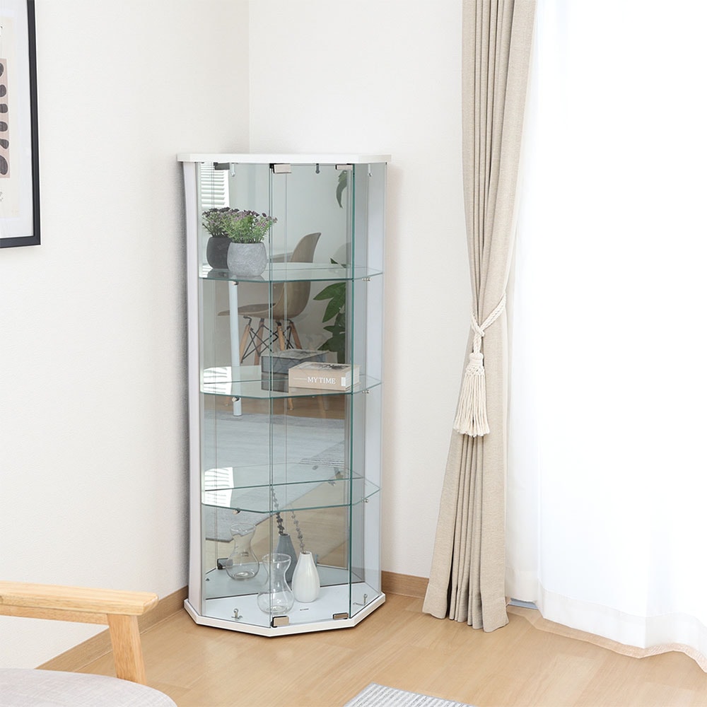 ガラスコレクションケース 4段 コーナー キャスター付き ディスプレイ