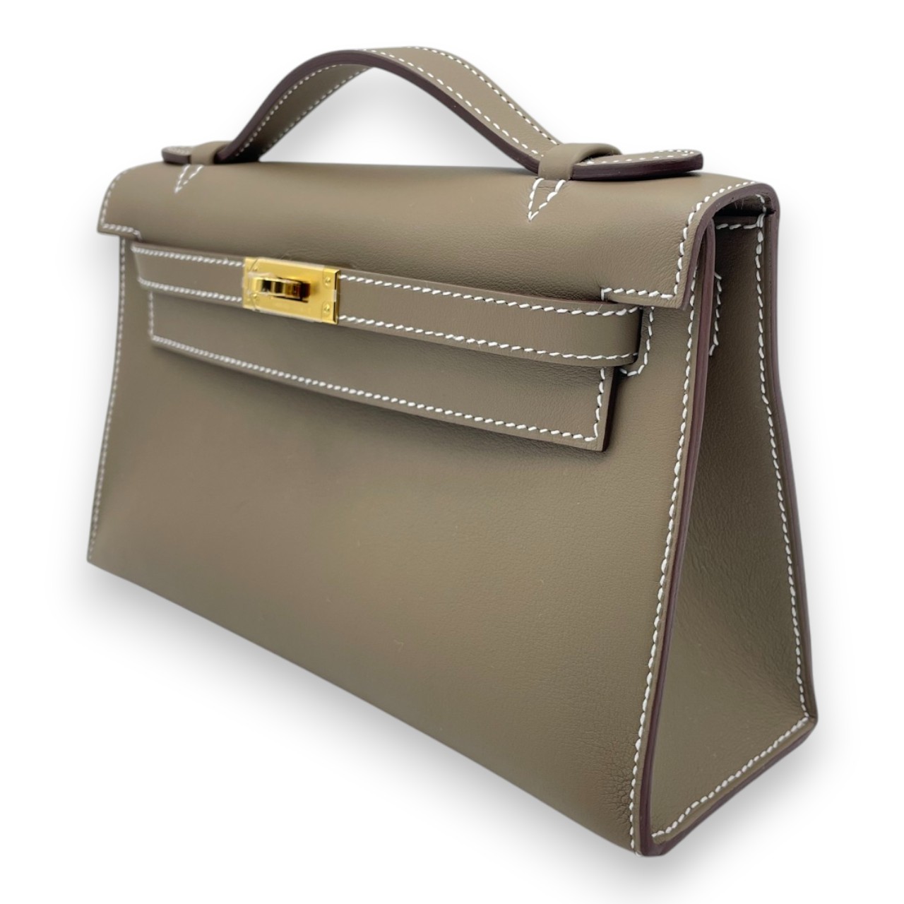 エルメス ポシェットケリー 22 エトゥープ スイフト ゴールド金具 K