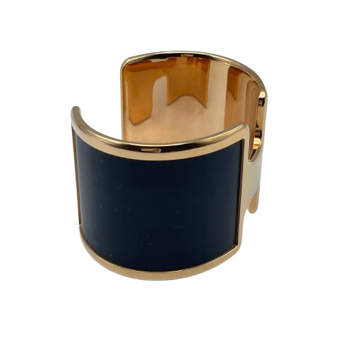 エルメス オランプ バングル T2 ブラック/ローズゴールド GP/レザー