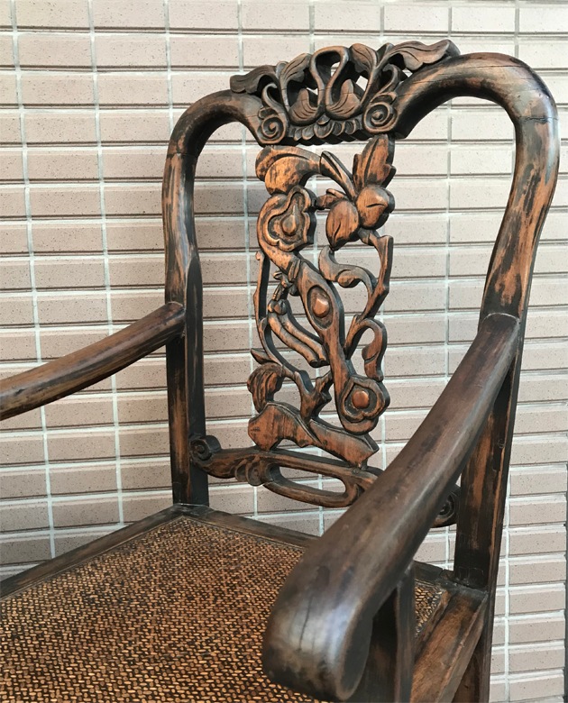 吉祥彫刻の清代アンティークチェア | シノワズリ シノワズリー