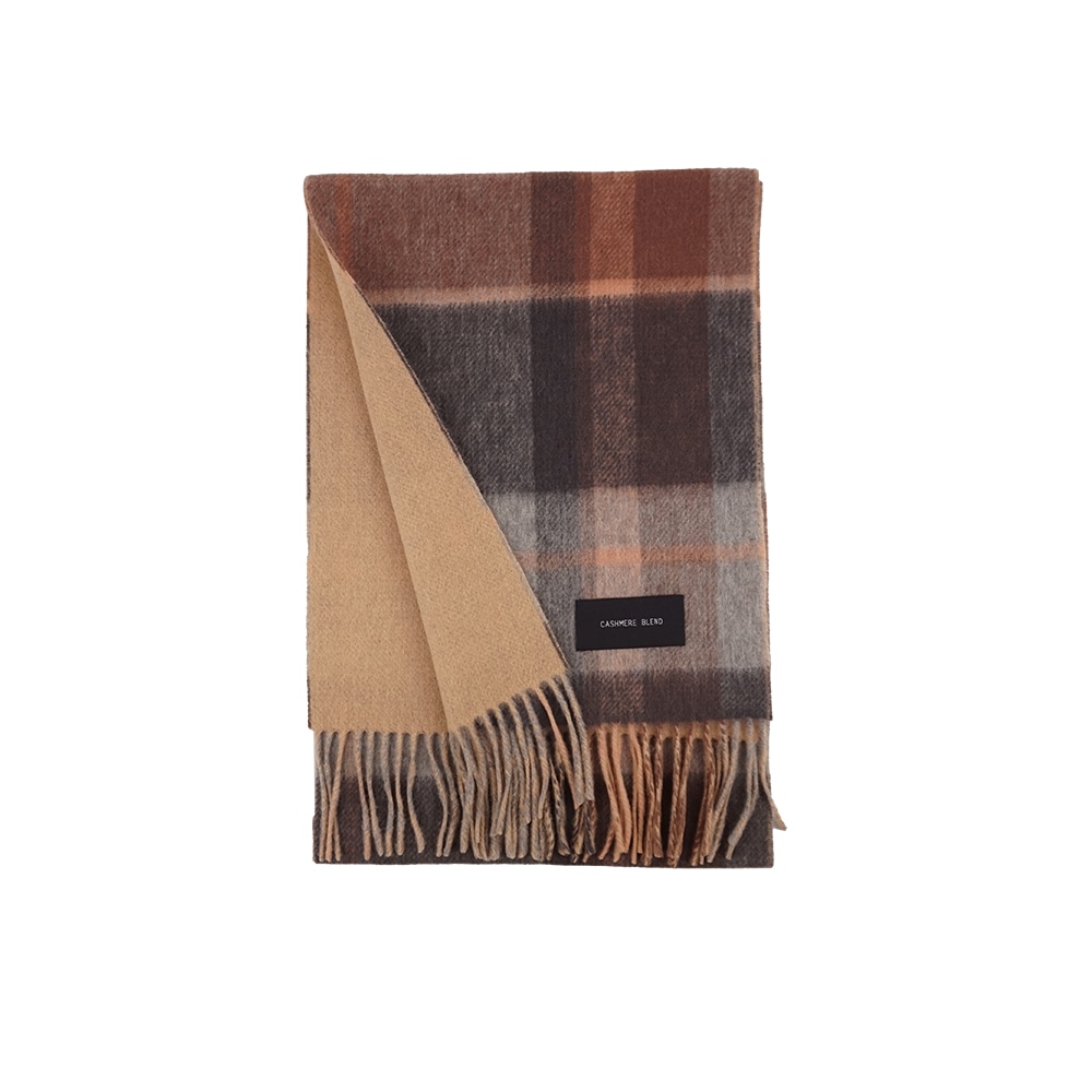 在庫限り】カシミヤブレンドシルケットウールリバーシブルマフラー