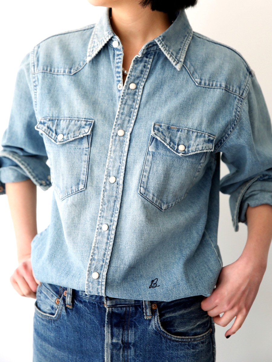 SHREDDED HEM WESTERN SH DENIM | SHIRT/BLOUSE | MADISONBLUE