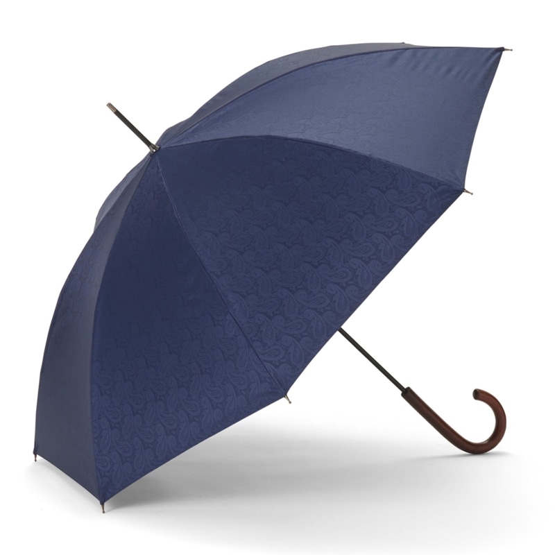 メンズ晴雨兼用傘】一級遮光-ペイズリー-58cm折りたたみ-ネイビー