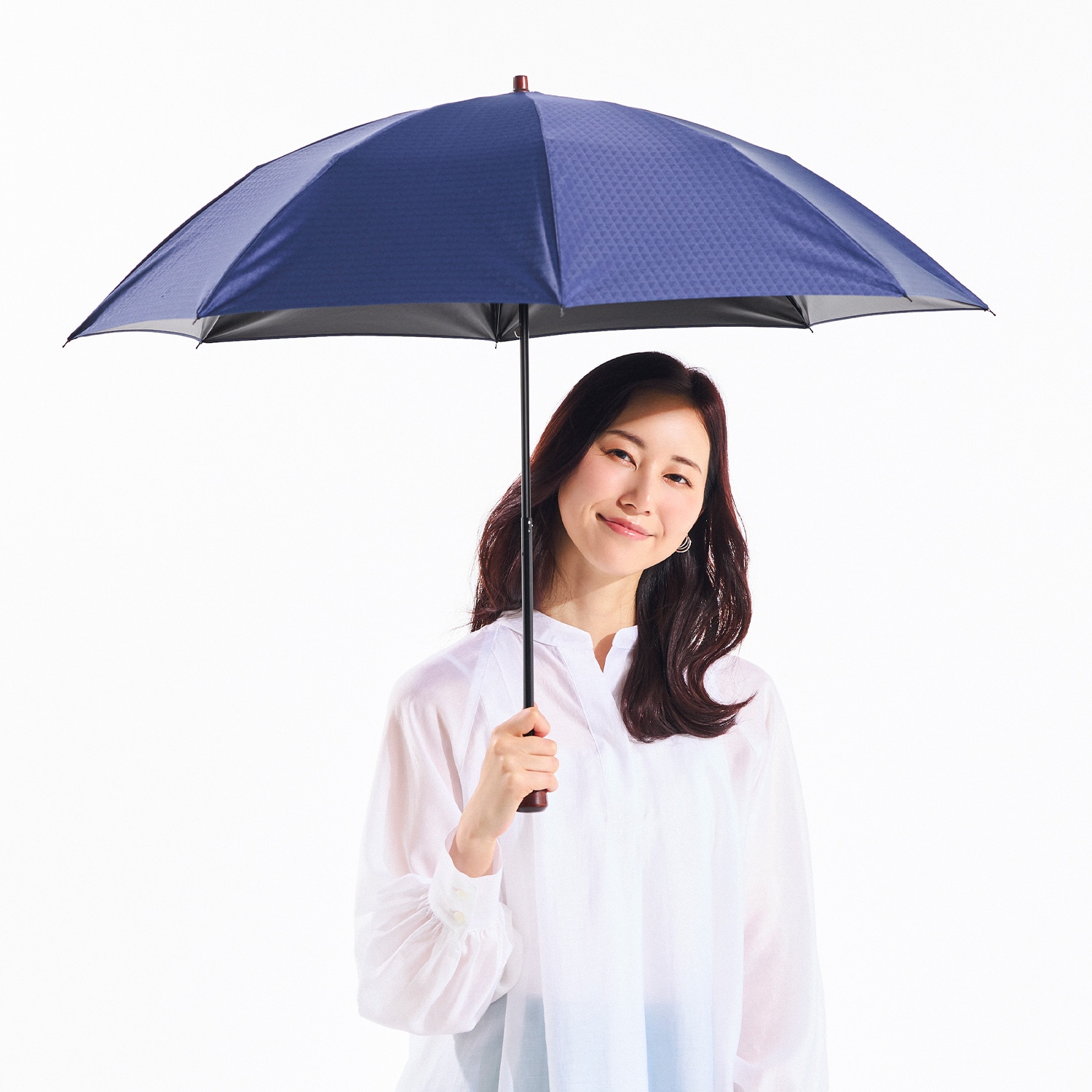 レディース晴雨兼用傘】一級遮光キューブ-折りたたみ-ネイビー｜トンボ