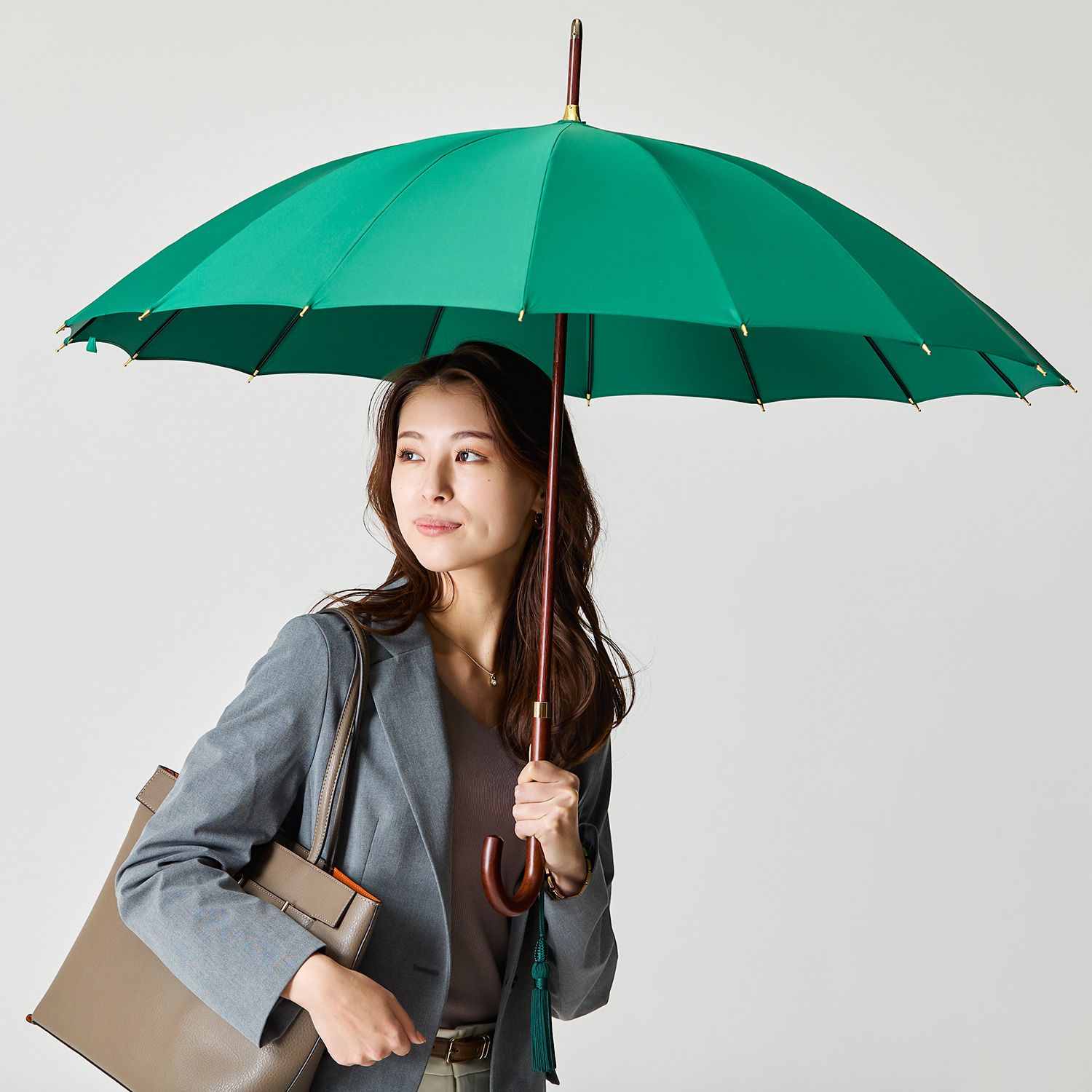 レディース雨傘】トラッドクラシコ-フォレストグリーン｜トンボ洋傘