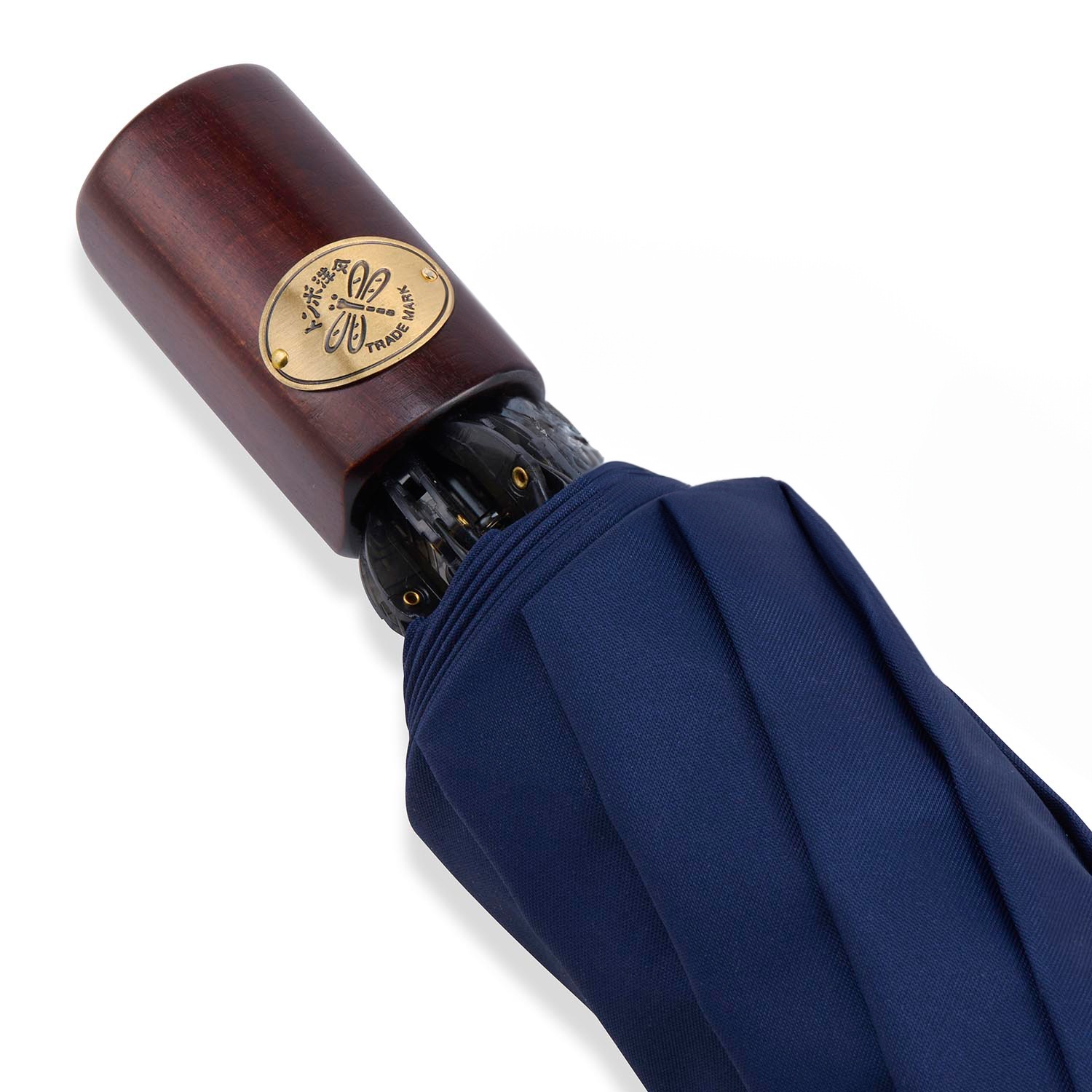 メンズ雨傘】ボーダー-折りたたみ-ネイビー×ライトグリーン｜トンボ