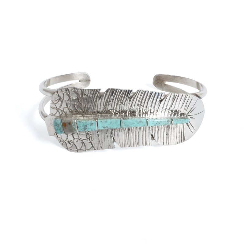 138mm ナバホ族 Avery Norton インレイ フェザーバングル｜マライカ