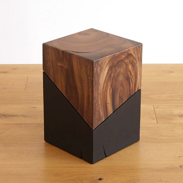 スツール おしゃれ 木製 SOOT サイドテーブル 天然木 四角 花台 木の塊