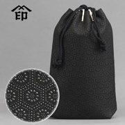 印傳屋（INDEN-YA）手提げ袋【巾着｜亀甲（きっこう）黒白】祭用品専門