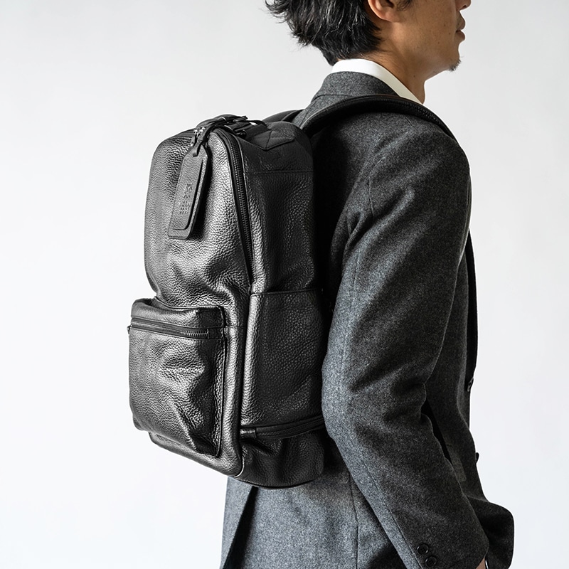 レザービジネスリュック DESMOND-II BLACK バックパック ブラック 黒