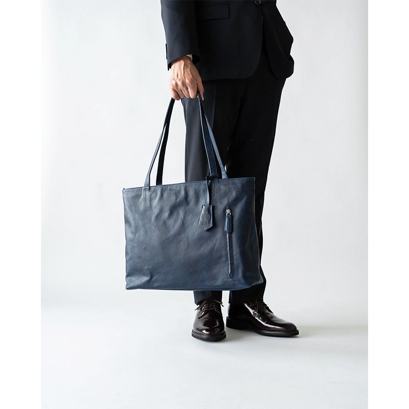 レザートートバッグメンズ 本革 ビジネス 鞄 通勤 スーツ LONDON NAVY