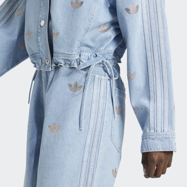 レディース デニム ラインストーン ジャケット クリアブルー