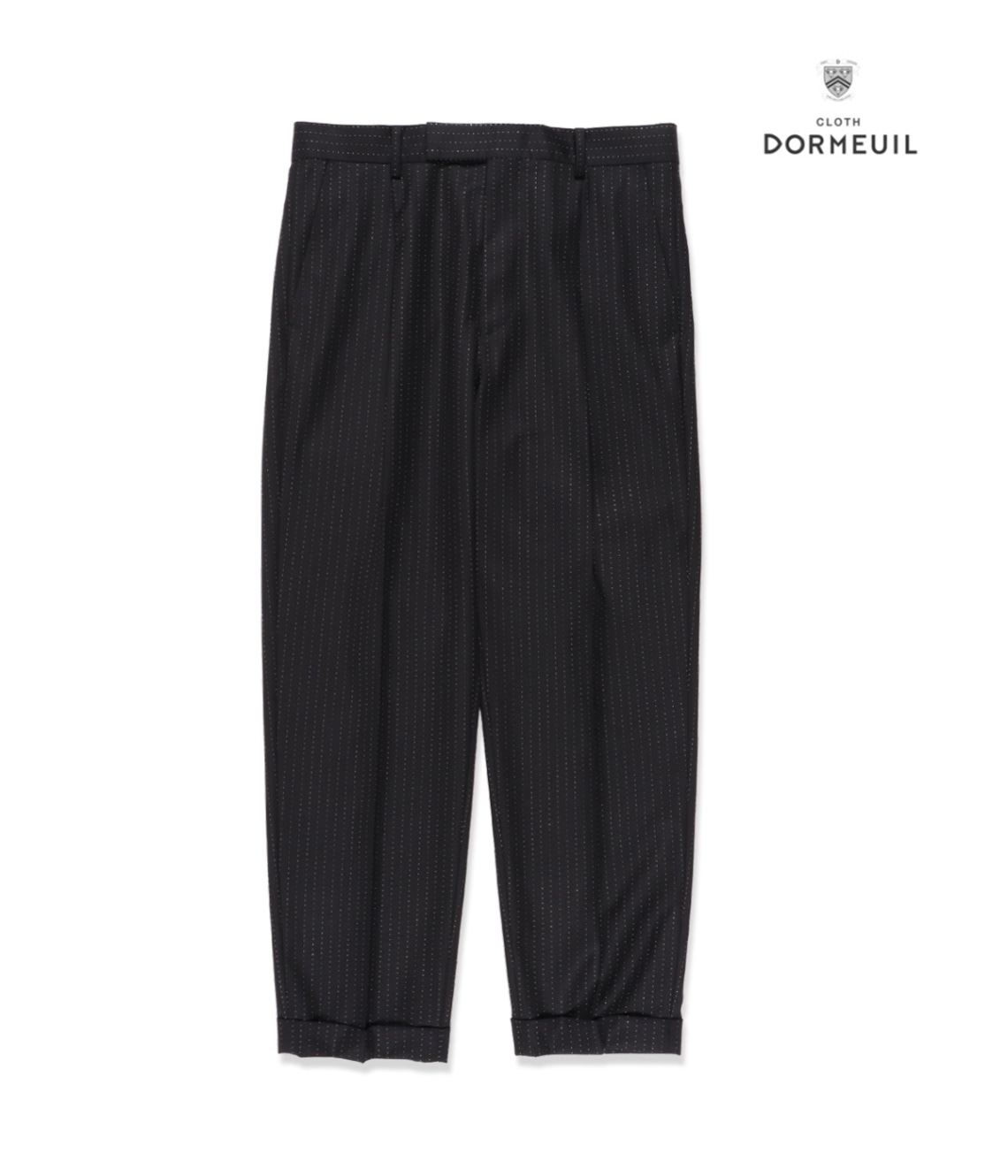 GLITTER STRIPED PLEATED TROUSERS (TYPE-1) -DORMEUL-【BLACK