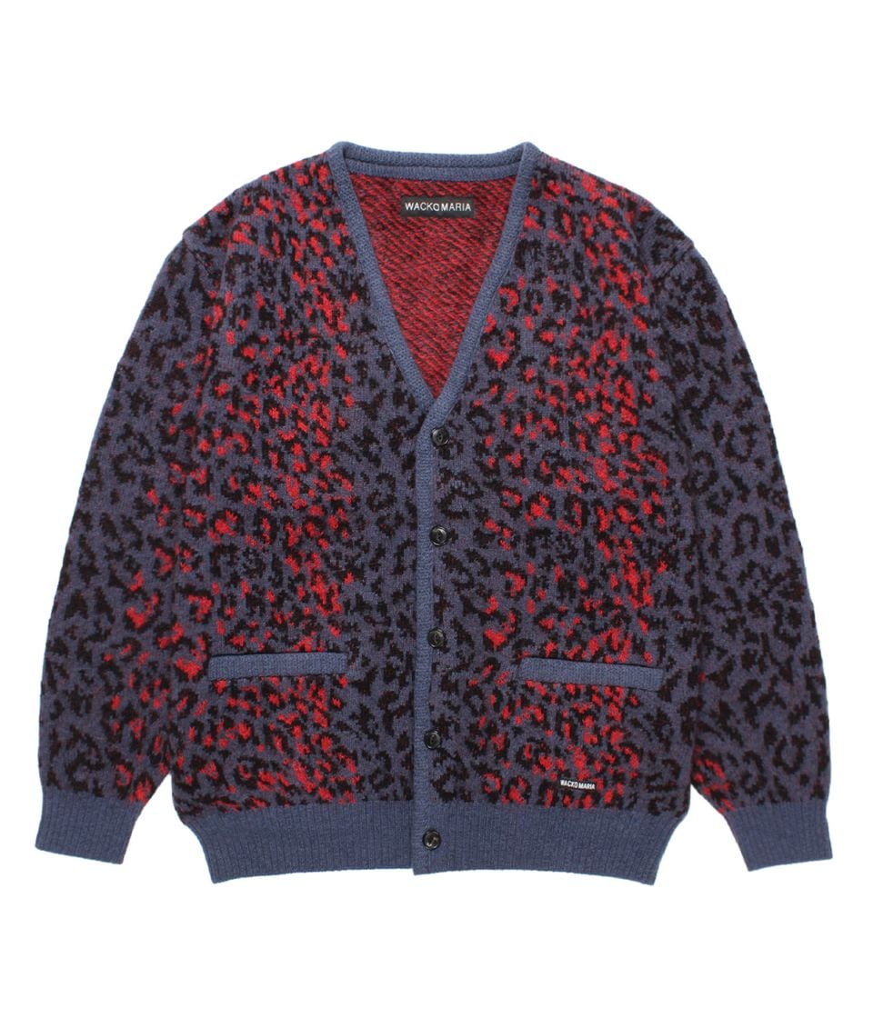 LEOPARD MOHAIR JACQUARD KNIT CARDIGAN【NAVY】｜WACKO MARIA