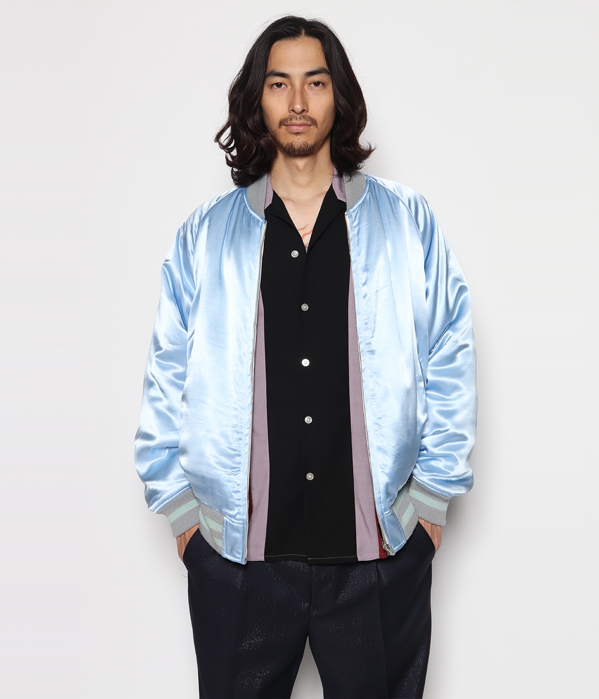 GLITTER PLEATED TROUSERS (TYPE-1) -DORMEUL-【BLACK】｜WACKO MARIA