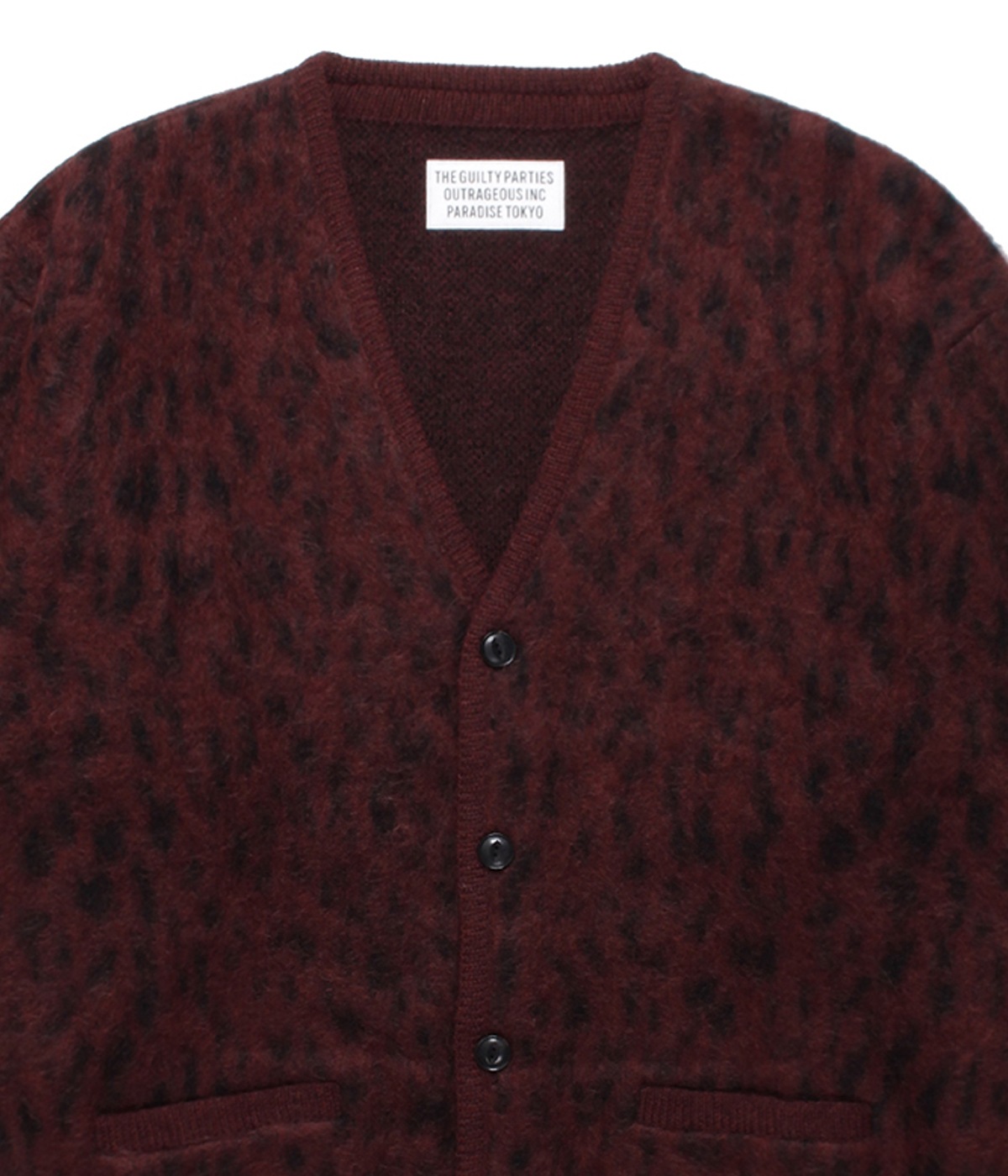 LEOPARD MOHAIR CARDIGAN (TYPE-1)【BURGUNDY】｜WACKO MARIA｜MELTING