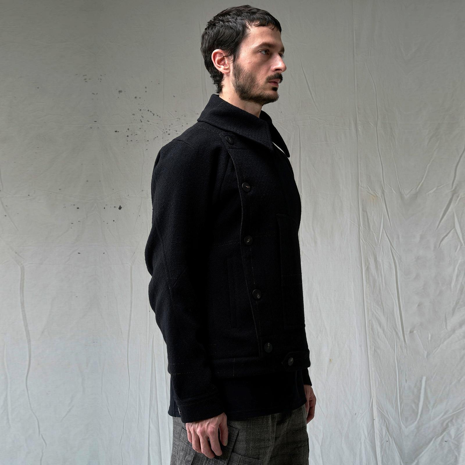 DEVOA（デヴォア）Military Jacket Shetand wool/BLACK | DEVOA