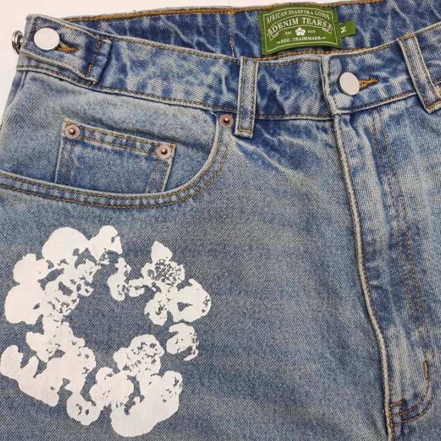 Denim Tears デニム ハーフパンツ The Cotton Wreath Jean Short Blue