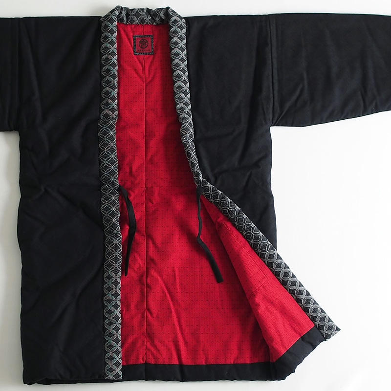 半纏 [狐火はんてん oversized] ブラック ロング100cm丈 ※リバーシブル