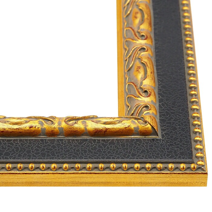 超美品 F15サイズ 油彩額縁 前面ガラス＆供箱付き黒と金