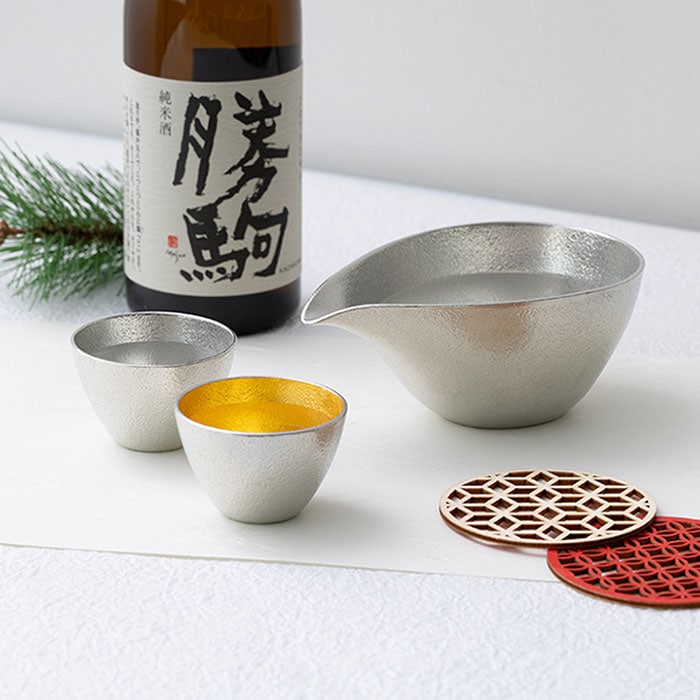 片口 - 大・ぐい呑 錫・金箔セット（桐箱入）｜錫製雑貨・酒器の通販は
