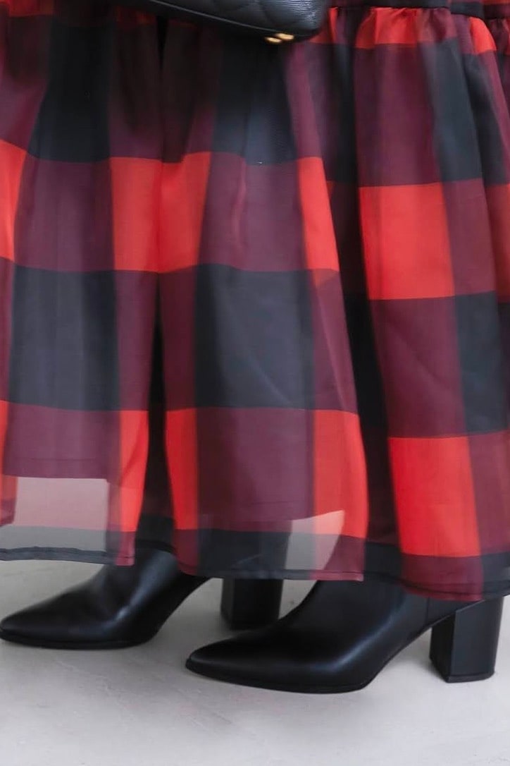 ブロックチェックオーガンジースカート | BOTTOMS | OBLI