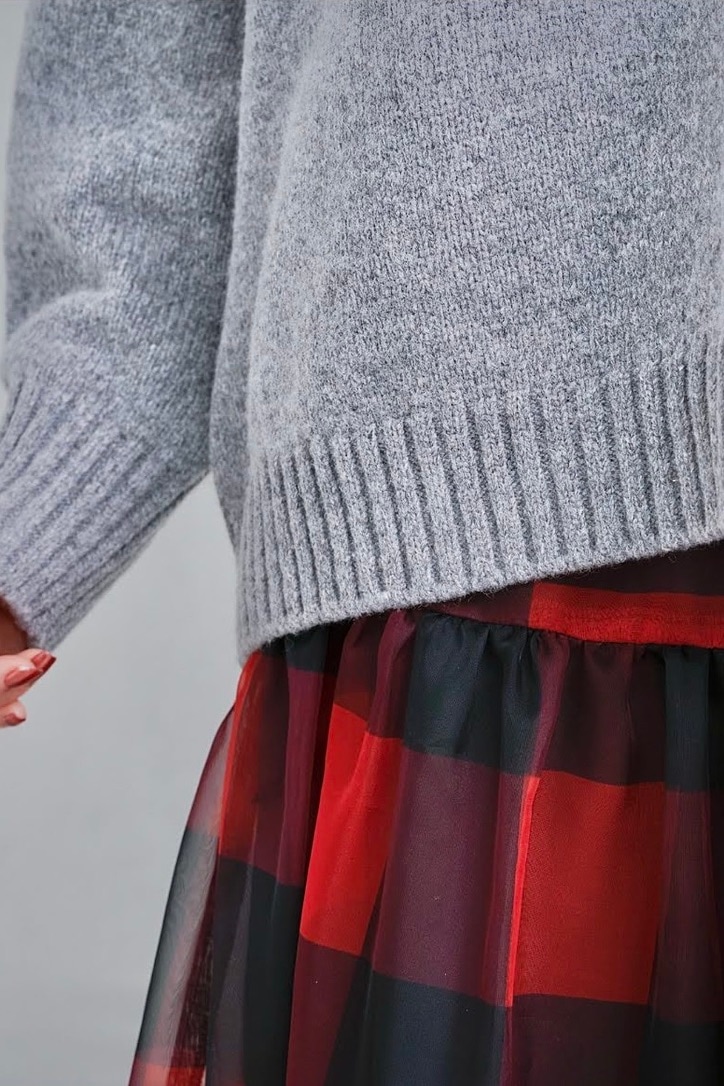 ブロックチェックオーガンジースカート | BOTTOMS | OBLI