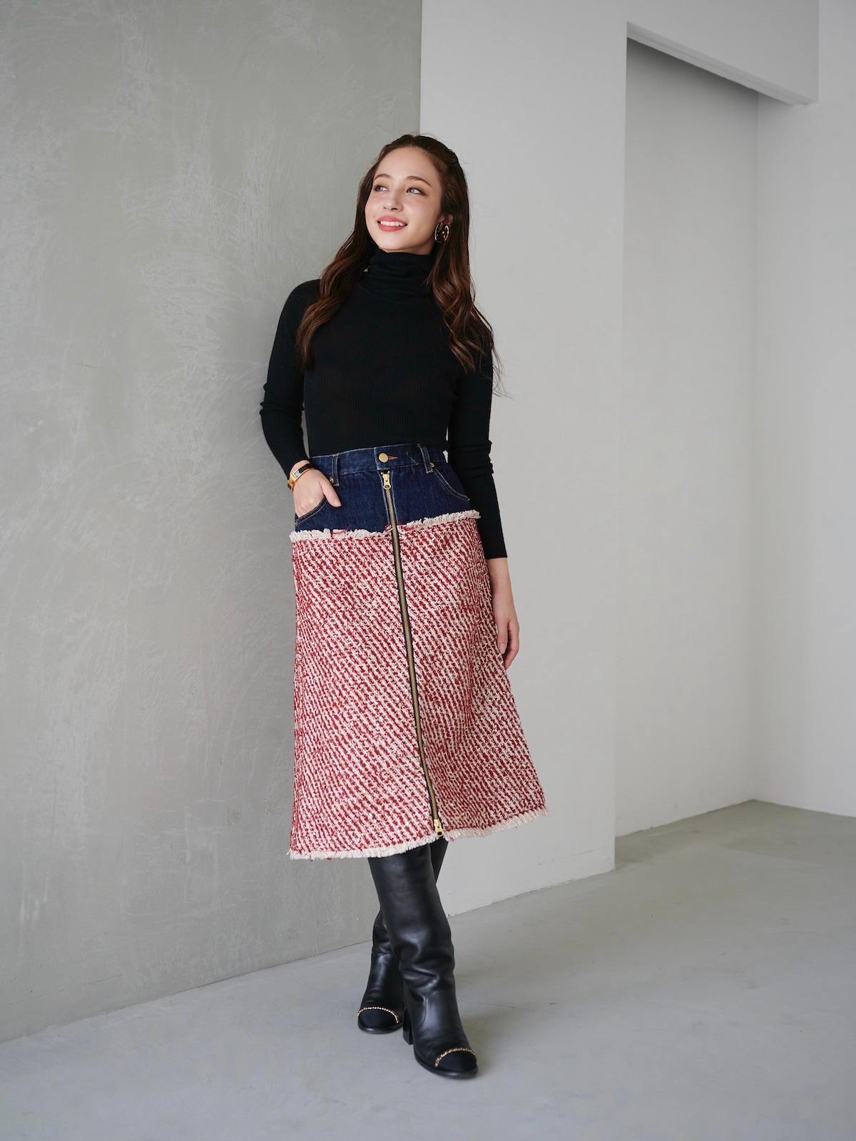 デニムツイードドッキングスカート【残りわずか】 | BOTTOMS | OBLI