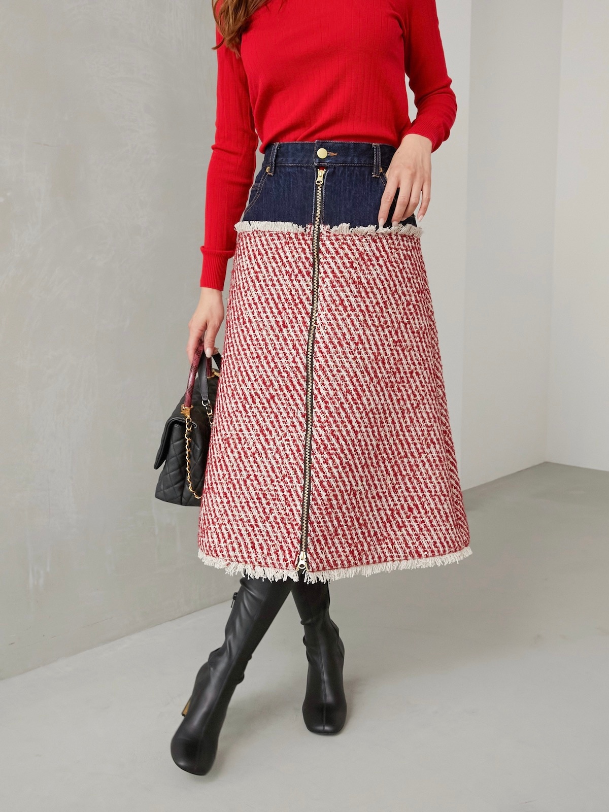 デニムツイードドッキングスカート【残りわずか】 | BOTTOMS | OBLI