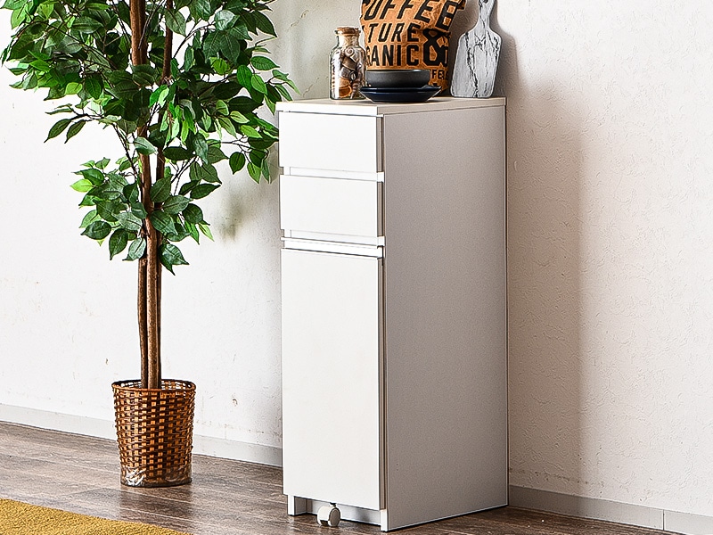 食器棚 完成品 ホワイト 白 ゴミ箱 収納 隙間 すき間 間仕切り 日本製