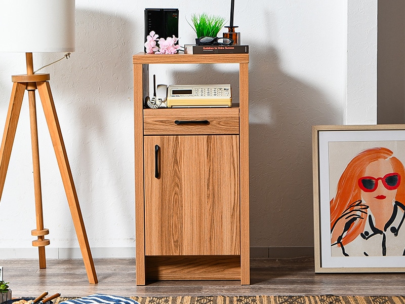 電話台 ルーター収納 おしゃれ キャビネット FAX台 木製 完成品 木目調