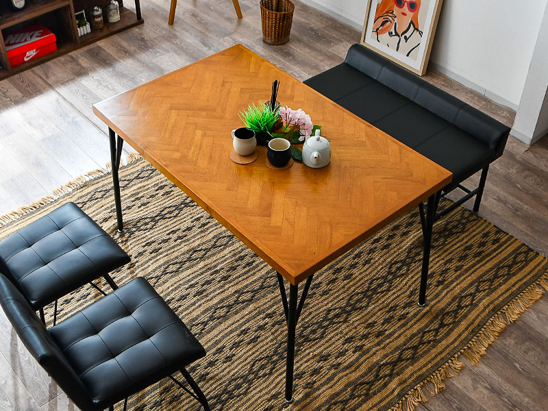 ヘリンボーン ダイニングテーブルセット 4人掛け 4点セット 幅120cm