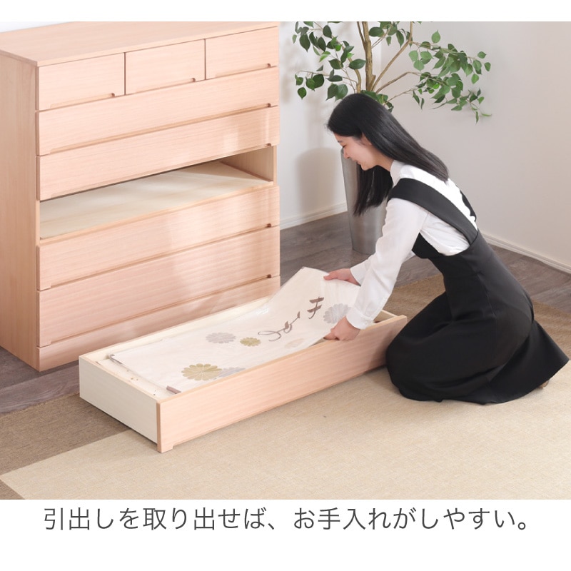 大川家具】柿渋染め総桐タンス ノッソ 100cm幅 6段 [マーゼルン