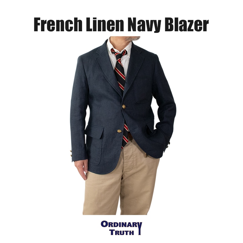 春のキャンペーン商品】フレンチリネン ネイビーブレザー 春物 夏物