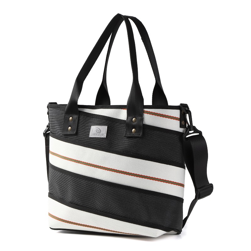 スパイラルトートバッグ（中）（ホワイト×ブラック） | ALL ITEM