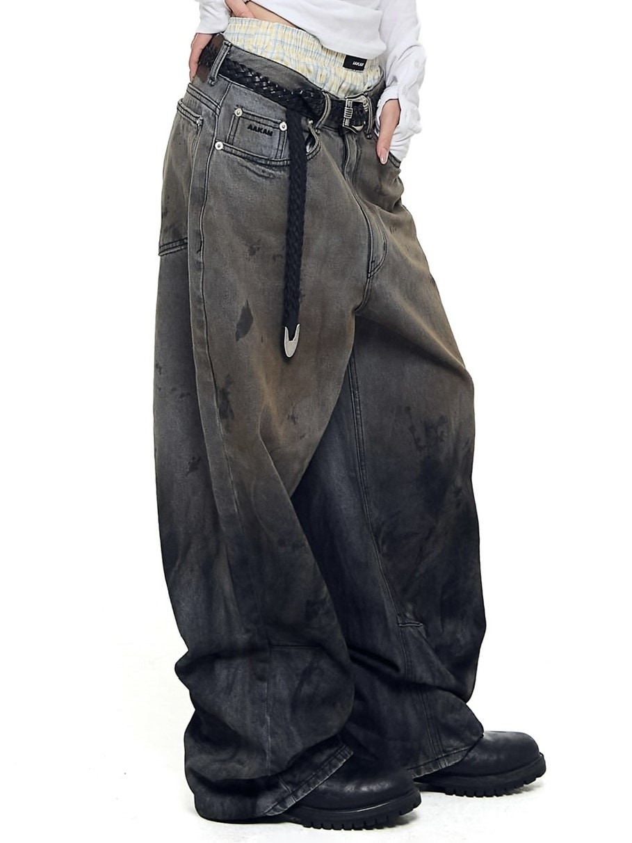AAKAM】Dirty Gradation Denim Pants | OUR BRAND,AAKAM | PRESSING