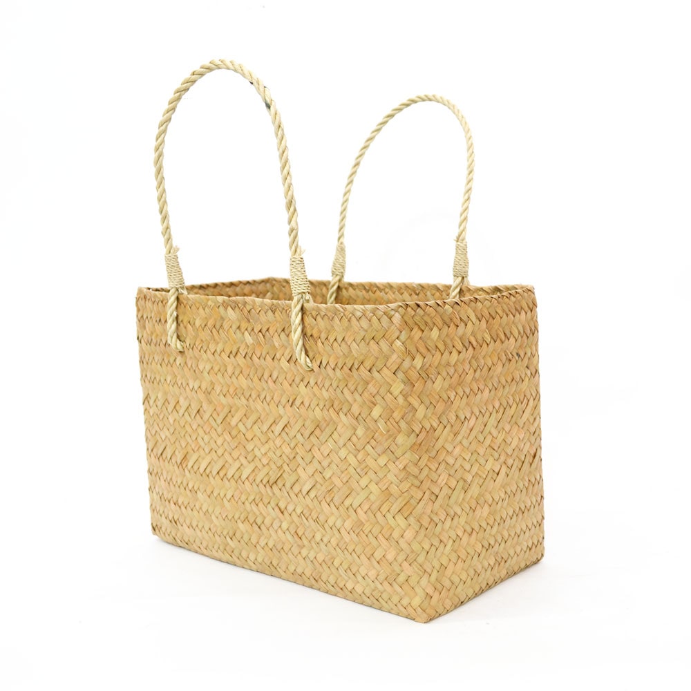 タイ製 カチュー 角型 かごバッグ L 四角 スクエア 水草