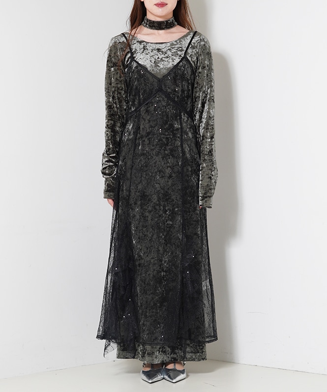 sparkle lace velour dress | ONEPIECE,ドレス | ROOM903 online