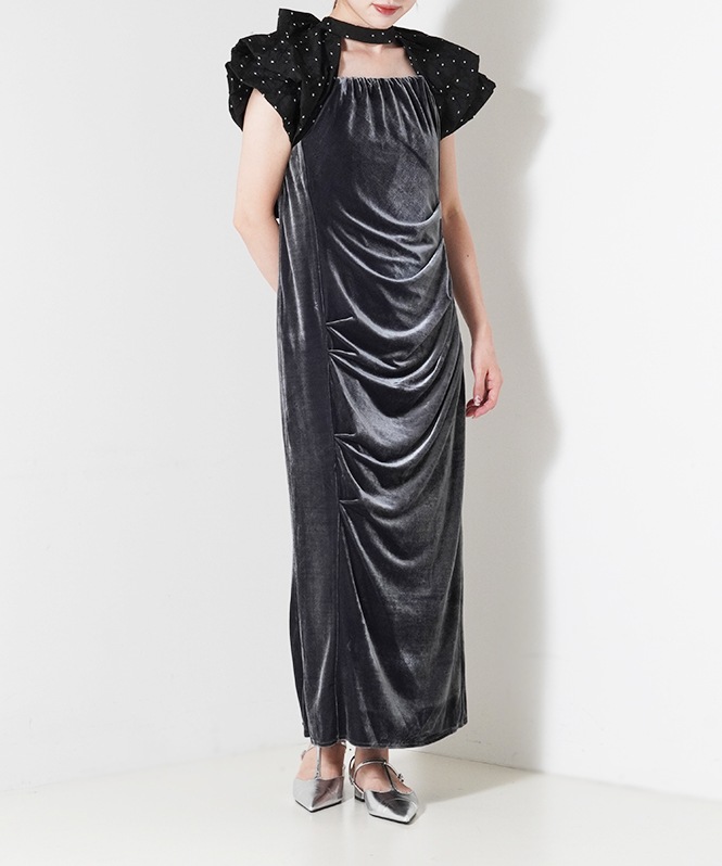 drape velour dress(dot) | DRESS,DRESS | ROOM903 online