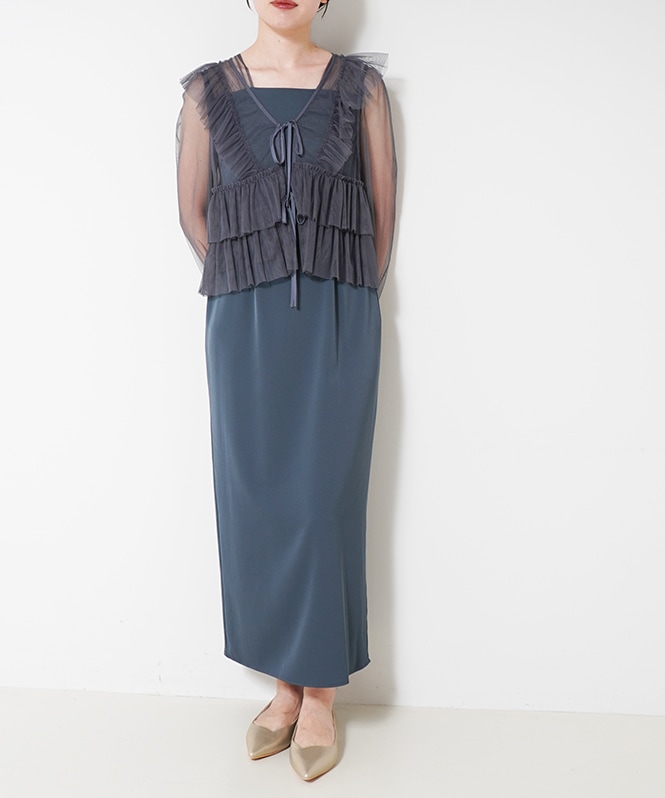 Frill vest pencil dress□ | DRESS,DRESS | ROOM903 online