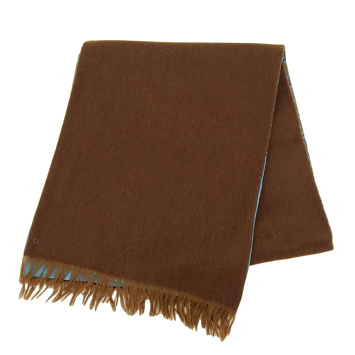 HERMES カシミア シルク マフラー ブルーブラウン Hロゴ 楽天市場