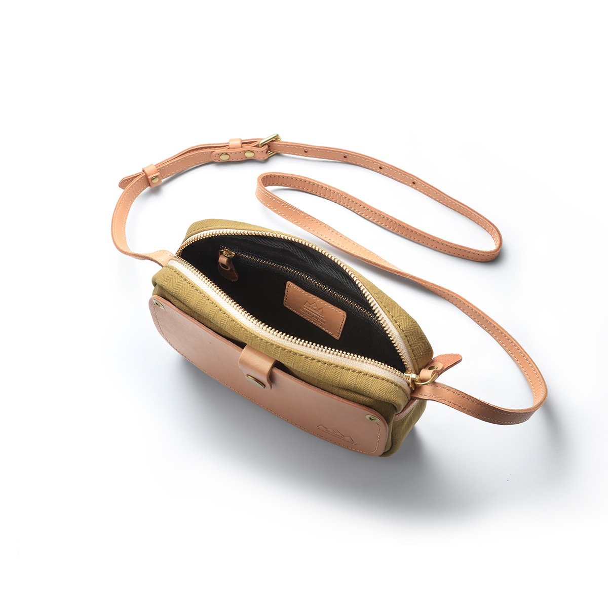 ショルダーバッグ/カーキ/キャンバス/サドルレザー｜全てのレザー