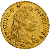 高鑑定 MS63】フランス ルイドール金貨 1672年 ルイ14世 太陽王 パリ