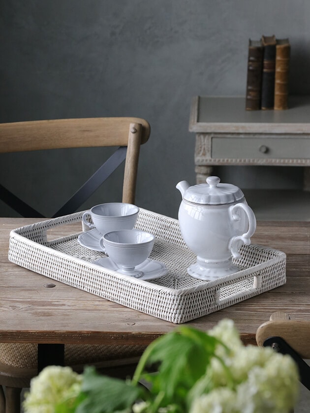 BAOLGIラタンレクタングラートレーホワイト