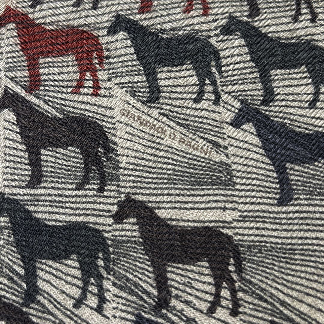 HERMES エルメス ショール ストール カレ100 ホース 馬柄 グレー系