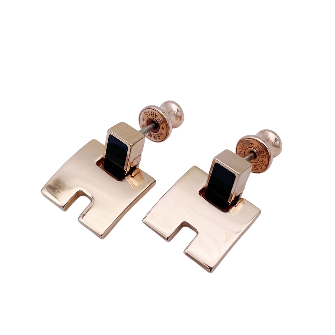 HERMES エルメス ピアス アイリーン メタル ラッカー ピンクゴールド