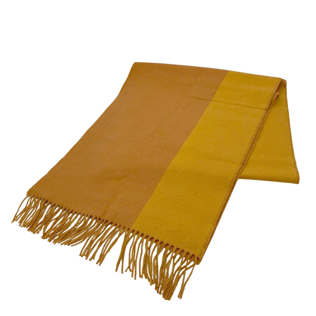 HERMES エルメス カシミヤマフラー ダブルH リバーシブル Terre Brule