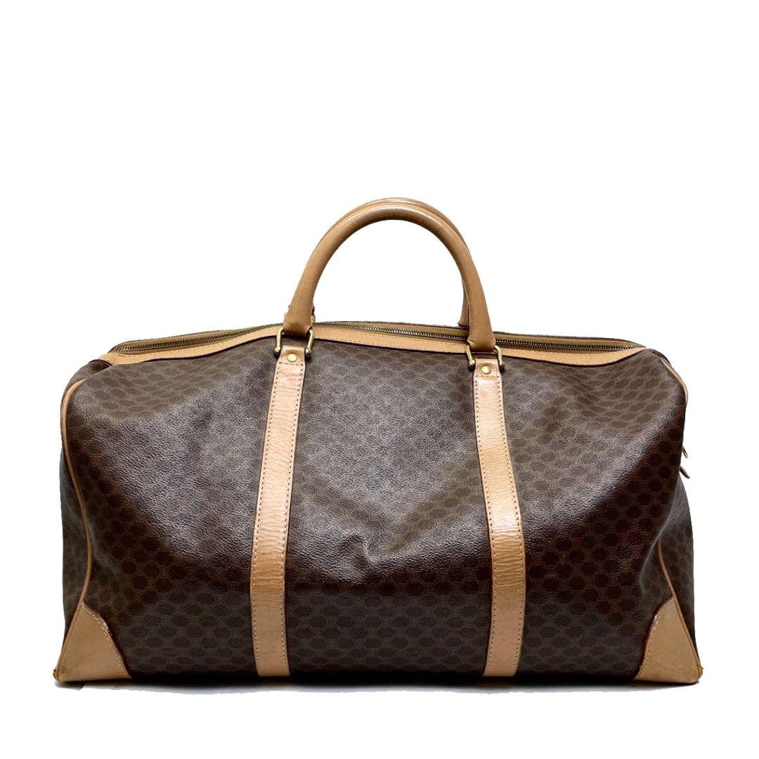 CELINE セリーヌ マカダム柄 ボストンバッグ PVC レザー ブラウン M14